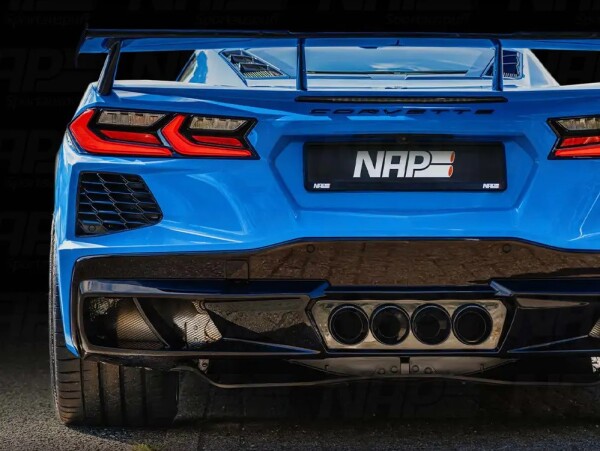 Corvette C8 Stingray NAP Klappenauspuffanlage mit Heckdiffusor Basalt schwarz lackiert