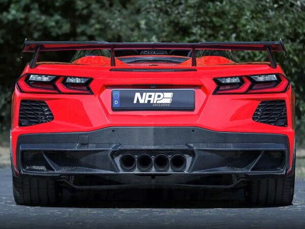 Corvette C8 Stingray NAP Klappenauspuffanlage mit Heckdiffusor Carbon klar lackiert
